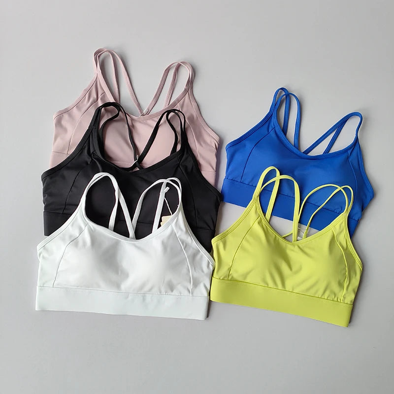 Women Sports Bra Top Push up Fitness Fixed with Pad Yoga Bra Underwear Sport Tops Activities Bras Running Vest Gym Wear