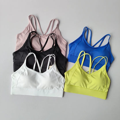 Women Sports Bra Top Push up Fitness Fixed with Pad Yoga Bra Underwear Sport Tops Activities Bras Running Vest Gym Wear