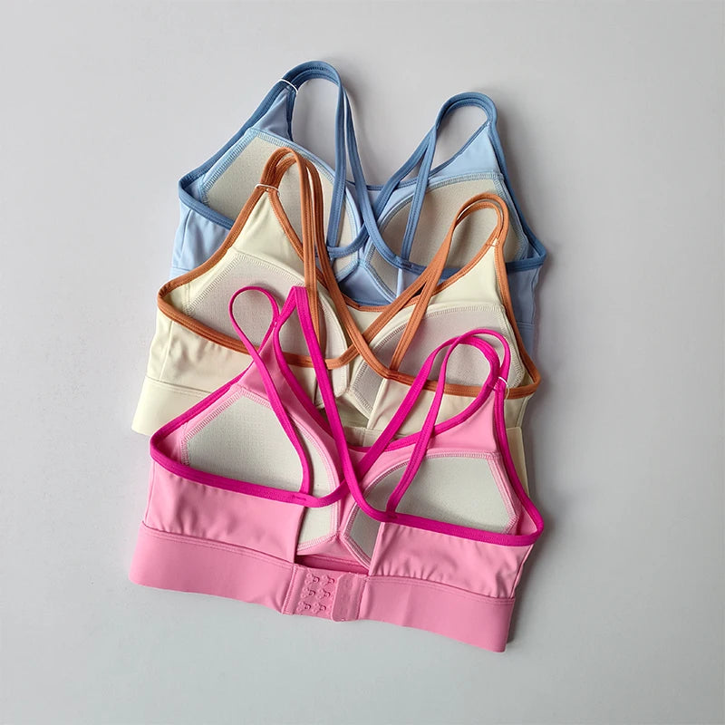 Women Sports Bra Top Push up Fitness Fixed with Pad Yoga Bra Underwear Sport Tops Activities Bras Running Vest Gym Wear