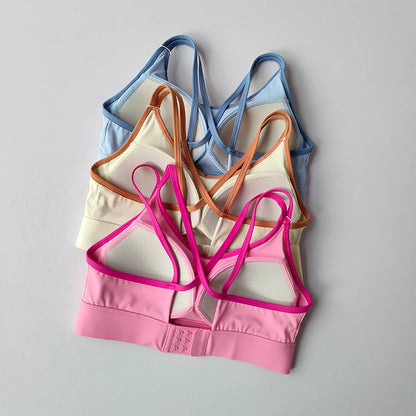 Women Sports Bra Top Push up Fitness Fixed with Pad Yoga Bra Underwear Sport Tops Activities Bras Running Vest Gym Wear