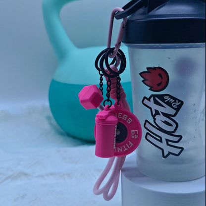 Silicone Dumbbell Keychain with Boxing Gloves Bag Purse Charms Fitness Gift for Gym Lover