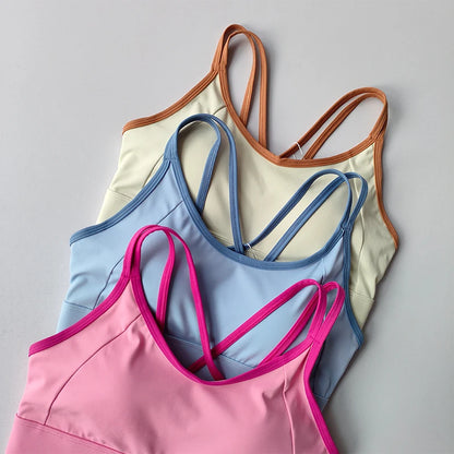 Women Sports Bra Top Push up Fitness Fixed with Pad Yoga Bra Underwear Sport Tops Activities Bras Running Vest Gym Wear