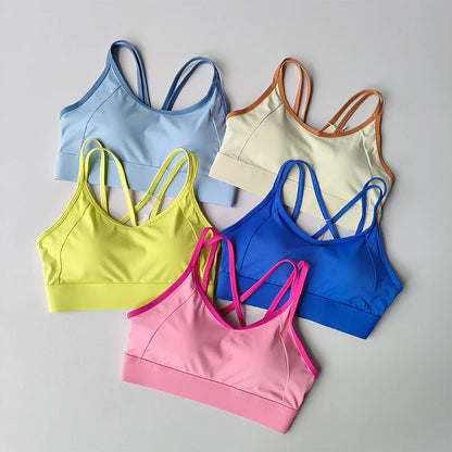Women Sports Bra Top Push up Fitness Fixed with Pad Yoga Bra Underwear Sport Tops Activities Bras Running Vest Gym Wear