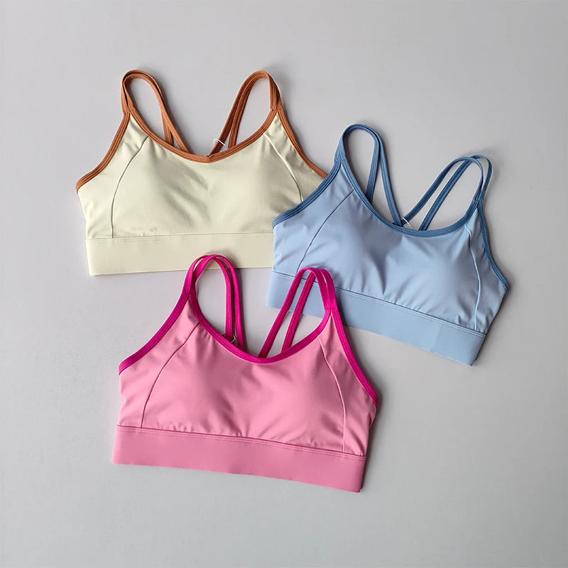 Women Sports Bra Top Push up Fitness Fixed with Pad Yoga Bra Underwear Sport Tops Activities Bras Running Vest Gym Wear